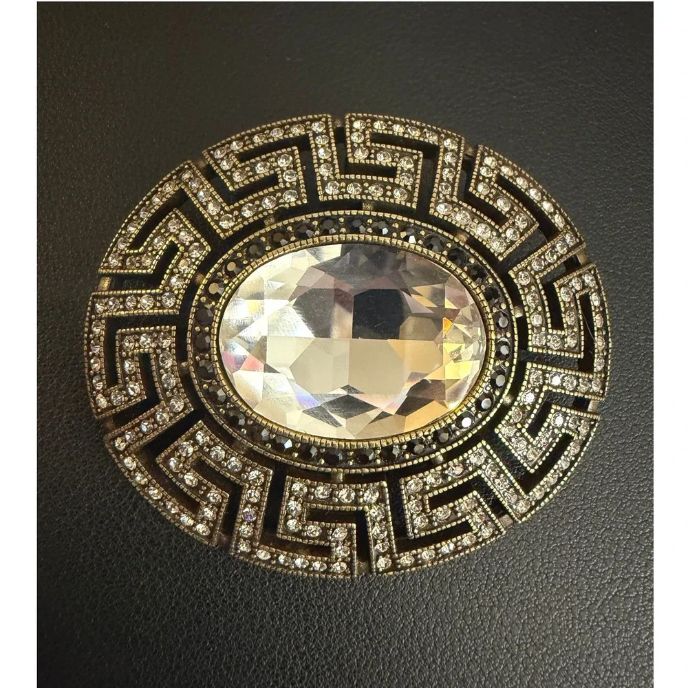 Heidi Daus Brooch Greek Key Rhinestone Pendant Enhancer